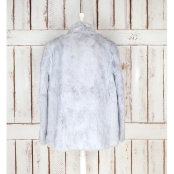 Vintage silver/light grey rabbit fur coat/silver grey fur jacket/bridal/wedding - Picture 5 of 5